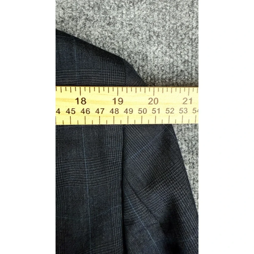 Jos. A. Bank Blazer 42R Gray Blue Plaid 100% Wool 2 Button Sport Coat Mens